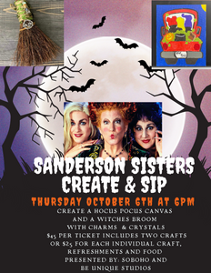 Sanderson Sisters Create & Sip With BE UNIQUE STUDIOS ONLY